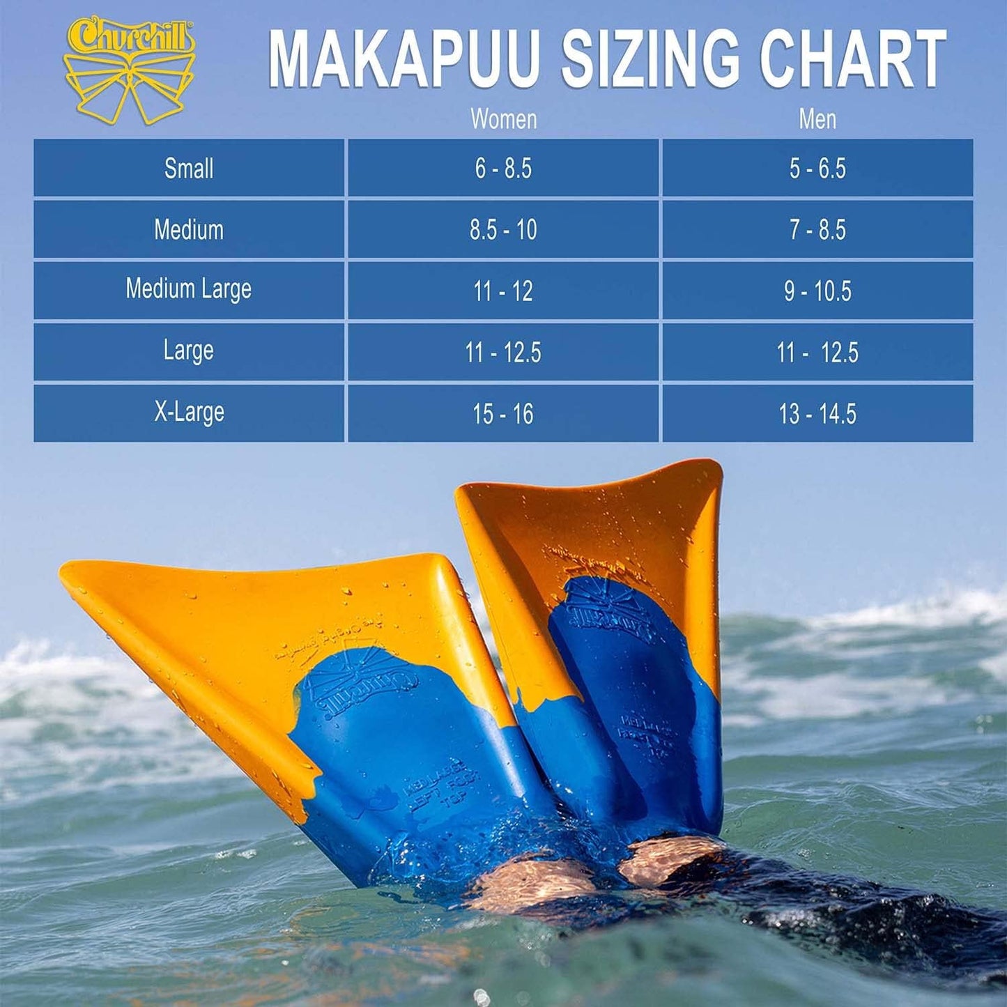 Churchill Makapuu Gum Rubber Swimfins