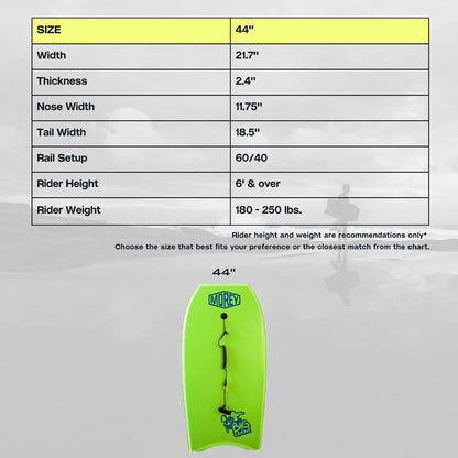 Morey Big Kahuna 45" Bodyboard with Coiled Leash
