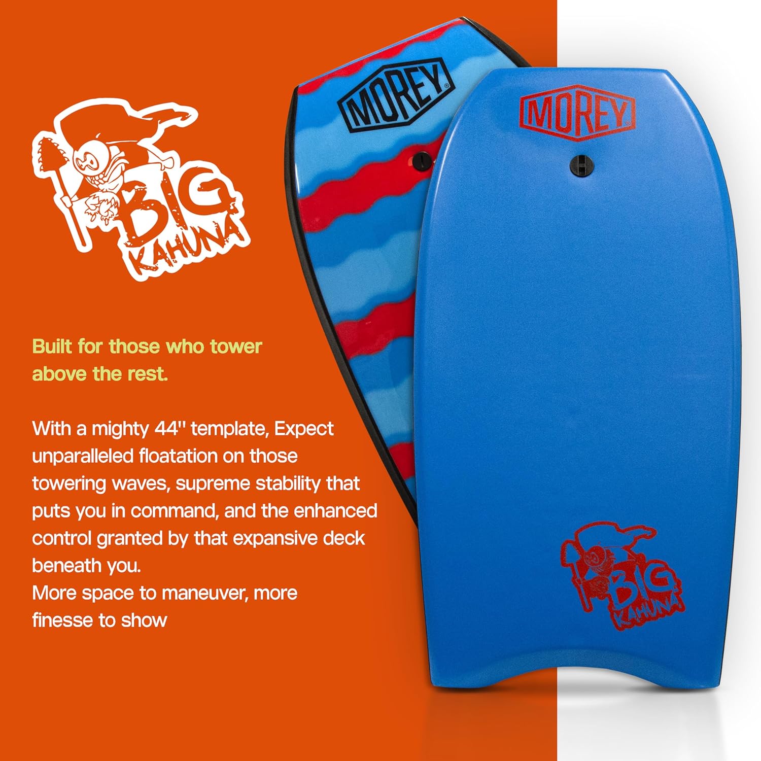 Morey Big Kahuna 45" Bodyboard with Coiled Leash, Royal Blue