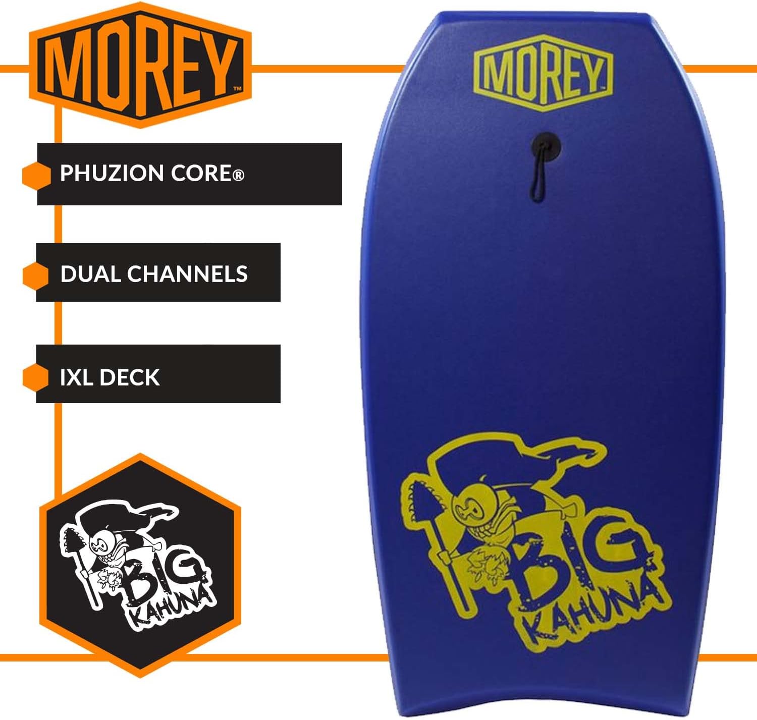 Morey Big Kahuna 45" Bodyboard with Coiled Leash, Blue