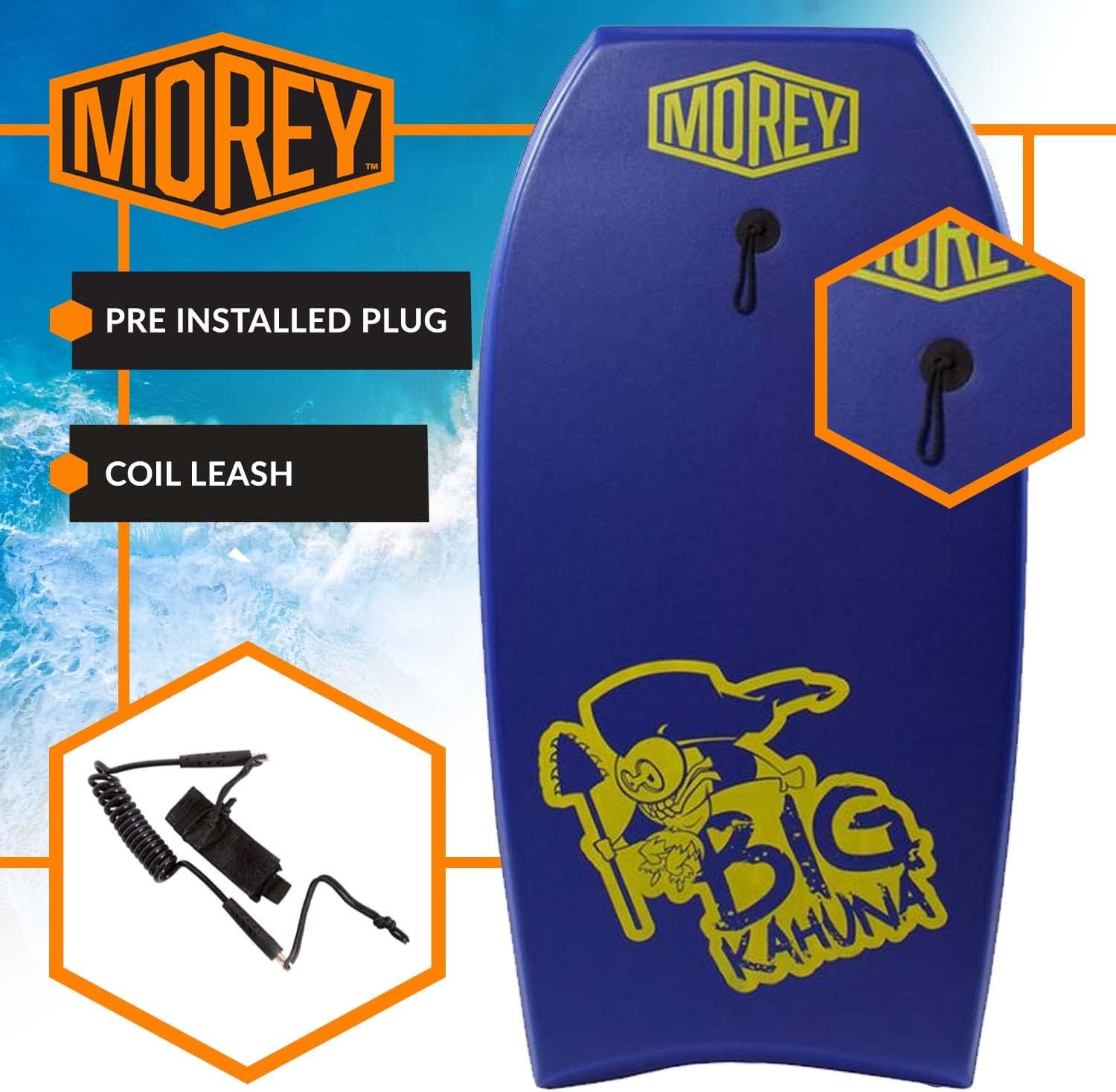 Morey Big Kahuna 45" Bodyboard with Coiled Leash, Blue